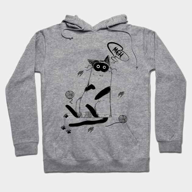 Funny Meh Lazy Cat With Funny Design Hoodie by GlossyArtTees